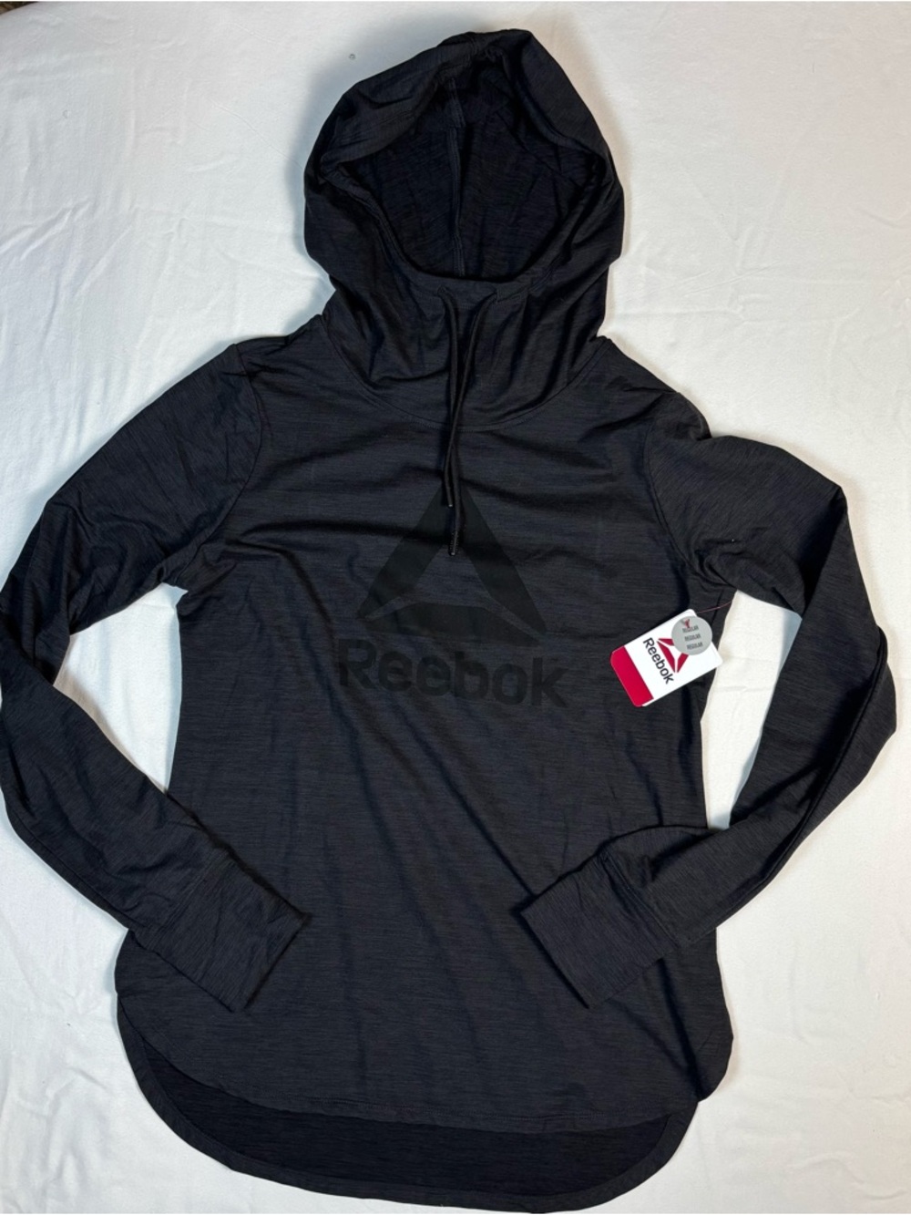 Reebok Swift Performance Hoodie Womens Medium Black Heather NWT Stretch